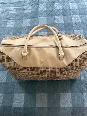 Anne Klein Beige and Brown Patterned Travel Duffel Bag